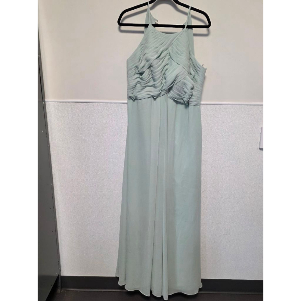 Women's AW.BRIDAL Mint Green Spaghetti Strap Pleated Maxi Dress US 16